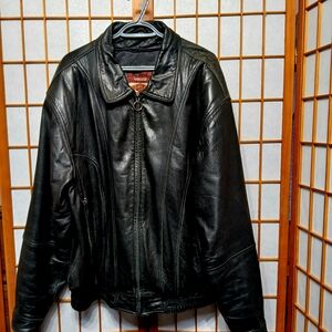 Classic Black Leather Bomber Jacket